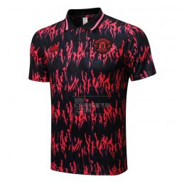 Camiseta Polo del Manchester United 22-23 Negro y Rojo