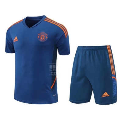 Chandal del Manchester United Manga Corta 2022-23 Azul - Pantalon Corto