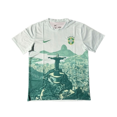 Camiseta Brasil Jesus 2025-26 Tailandia Blanco Verde