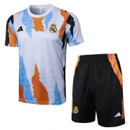 Chandal del Real Madrid Manga Corta 24-25 Blanco y Amarillo - Pantalon Corto