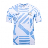 Camiseta Pre Partido del Manchester City 2022 Azul y Blanco Camiseta Pre Partido del Manchester City 2022 Azul y Blanco