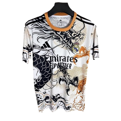 Camiseta Real Madrid Dragon 25-26 Tailandia Blanco Negro