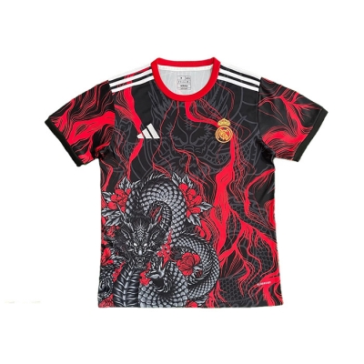 Camiseta Real Madrid Dragon 25-26 Tailandia Rojo Negro