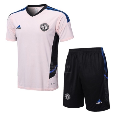 Chandal del Manchester United Manga Corta 22-23 Rosa - Pantalon Corto